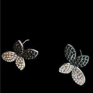 Elegant Black and Silver Floral Earrings